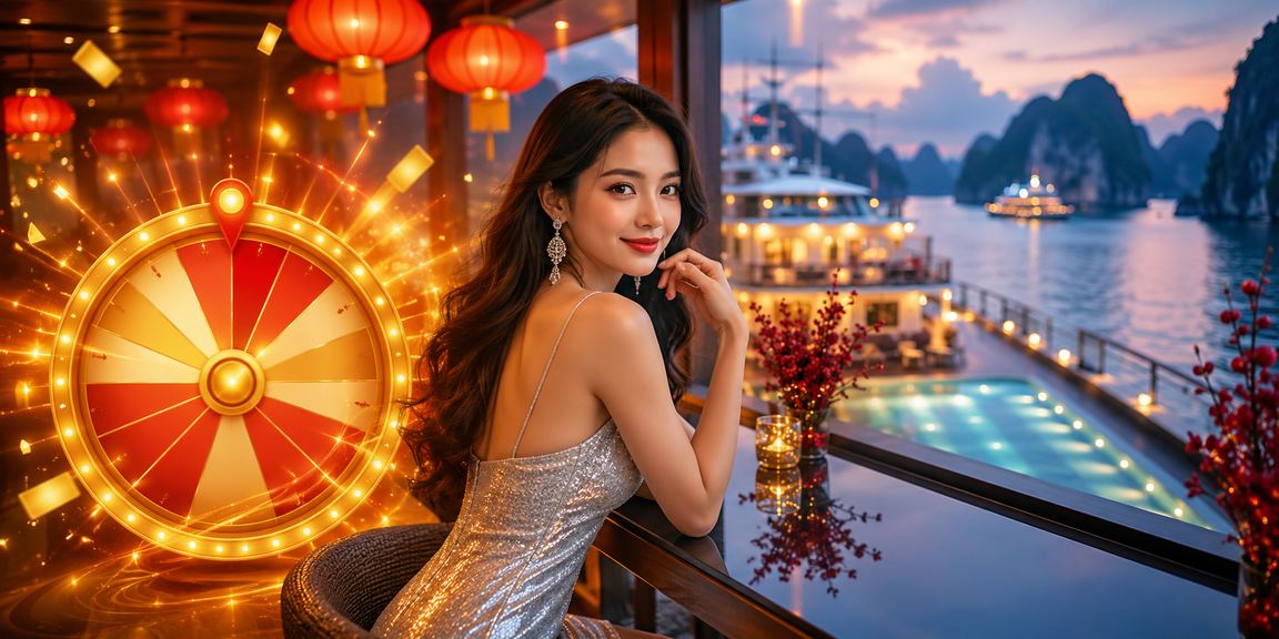 Cảnh Hạ Long Bay với bàn roulette và cốc cà phê Việt Nam